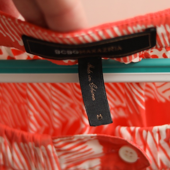 BCBGMaxAzria Summer Sleeveless Halter Shift Dress Orange Zebra Tribal Size M - Picture 4 of 9